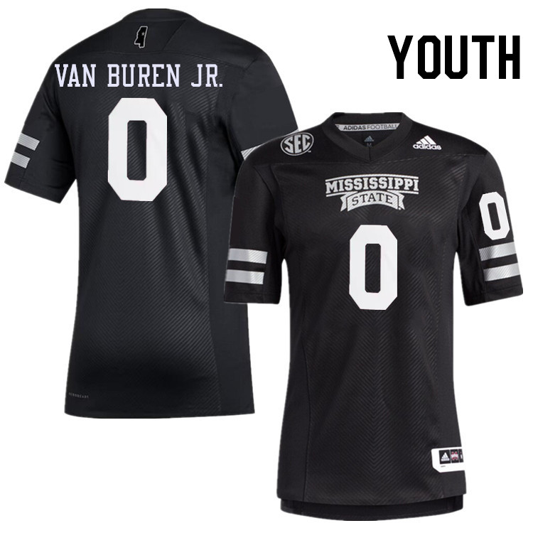 Youth #0 Michael Van Buren Jr. Mississippi State Bulldogs College Football Jerseys Stitched-Black